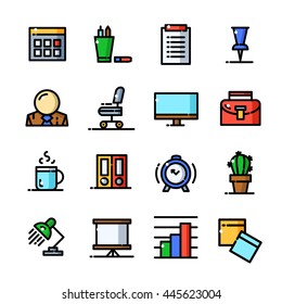 Thin line Office tools icons set, Business outline logos vector illustration