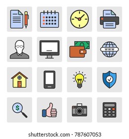 Thin line Office tools icons set vector illustration