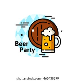 Thin line Oktoberfest concept design with mug of beer, vector illustration