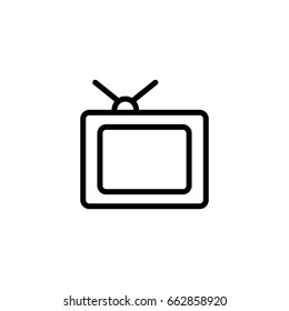 thin line old tv icon on white background