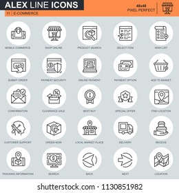 Thin line online shopping and e-commerce icons set for website and mobile site and apps. Contains such Icons as Online Payment, Support. 48x48 Pixel Perfect. Editable Stroke. Vector illustration.