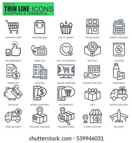 Thin line online shopping and e-commerce icons set for website and mobile site and apps. Pixel Perfect. Editable Stroke. Simple linear pictogram pack. Vector illustration.