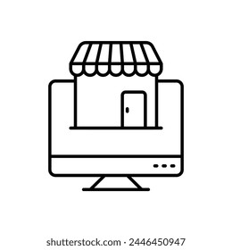 Thin Line Online Store vector icon