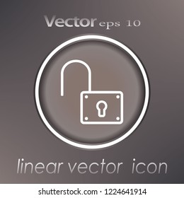 thin line opened lock icon on white background