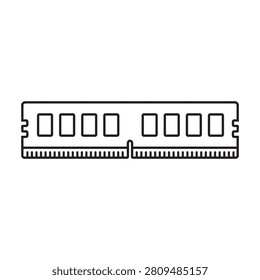 Thin line outline computer RAM memory stick vector icon.