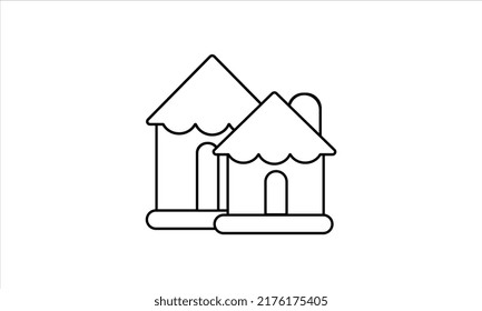 Thin line, outline and stroke style. Outline illustration of house icon for web