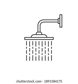 thin line overhead shower black icon. stroke style trend modern logotype element graphic lineart art design isolated on white background. concept of not economical water consumption and falling drip