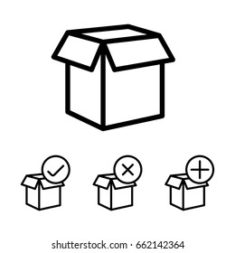 thin line package, box icons on white background