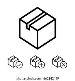 thin line package, box icons on white background