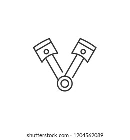 thin line pair of pistons icon on white background