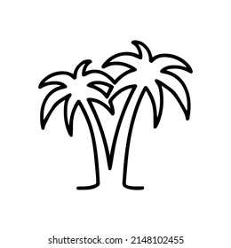 Thin line palm tree icon isolated on white background - Vector illustration