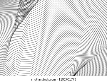Thin line pattern with irregular halftone waves. Simple wavy abstract geometric texture. Lines vector background