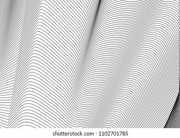 Thin line pattern with irregular halftone waves. Simple wavy abstract geometric texture. Lines vector background