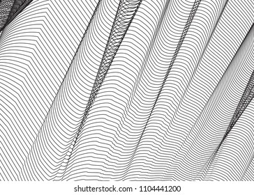 Thin line pattern with irregular halftone waves. Simple wavy abstract geometric texture. Lines vector background