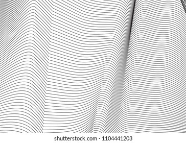 Thin line pattern with irregular halftone waves. Simple wavy abstract geometric texture. Lines vector background