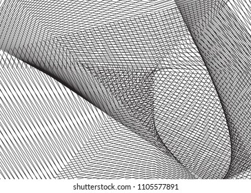 Thin line pattern with irregular halftone waves. Simple wavy abstract geometric texture. Lines vector background
