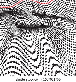 Thin line pattern with irregular halftone waves and dots. Simple wavy abstract geometric texture. Lined vector background