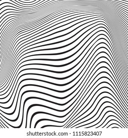 Patrón de línea delgada con ondas de medio tono irregulares. Sencilla textura geométrica abstracta ondulada. Fondo vectorial lineal