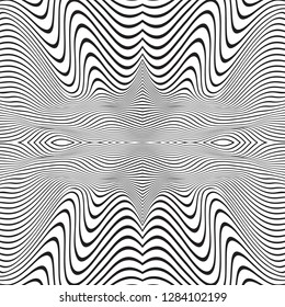 Thin line pattern with irregular halftone waves. Simple wavy abstract geometric texture. Lined vector background