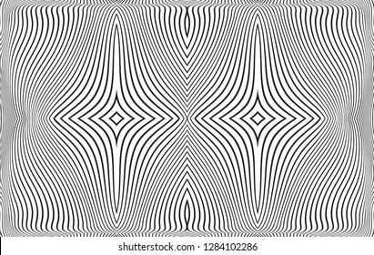 Thin line pattern with irregular halftone waves. Simple wavy abstract geometric texture. Lined vector background