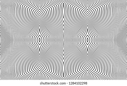 Thin line pattern with irregular halftone waves. Simple wavy abstract geometric texture. Lined vector background