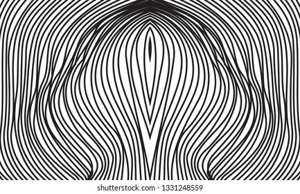 Thin line pattern with irregular halftone waves. Simple wavy abstract geometric texture. Lined vector background
