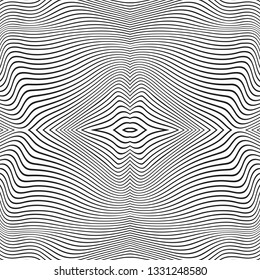 Thin line pattern with irregular halftone waves. Simple wavy abstract geometric texture. Lined vector background
