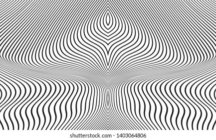 Thin line pattern with irregular halftone waves. Simple wavy abstract geometric texture. Lined motion vector background