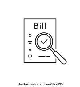 thin line payment of utility bills icon. concept of duty assessment and payment of debts for used house resources. stroke flat style trend logo graphic art design isolated on white background