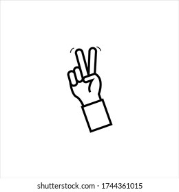 Thin line peace sign on white background. Isolated icon. Minimalist symbols. Editable stroke. Eps 10. New-normal greetings at the office at Coronavirus pandemic.