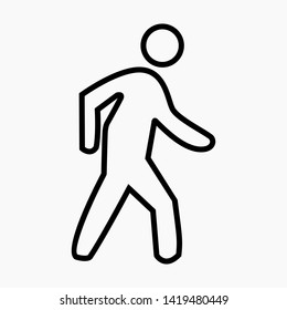 Thin line pedestrian sign on white background isolated minimal single flat linear icon for application and info-graphic. 