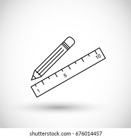 Thin line pencil and ruler icon vector