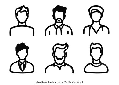 Thin line people icons set. Man characters. Suitable for use in applications, infographics, web, social networks.