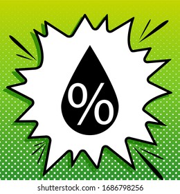 Signo de línea delgada abajo. Icono negro sobre la parte blanca Splash en fondo verde con puntos blancos.  Ilustración.