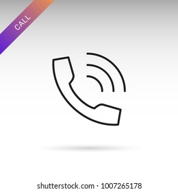 Thin line phone call icon on white background. Modern flat vector isolated icon.