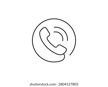 Thin line phone call icon for contact us sections ideal for customer communication interfaces mobile apps websites support pages and modern minimal outline design systems