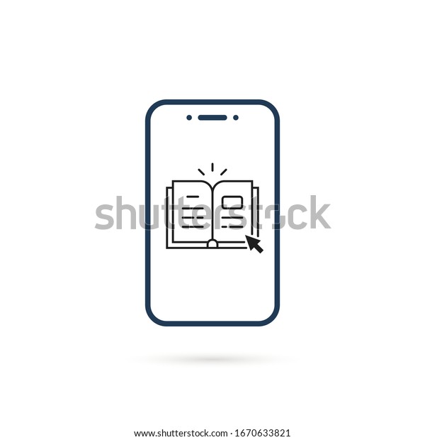 Thin line phone elibrary application flat stock vector royalty free