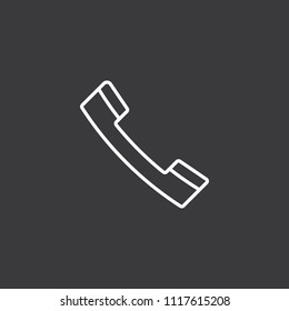 thin line phone handset icon on dark background