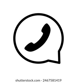 Icono de teléfono de línea fina en un círculo. Ilustración vectorial de icono de teléfono circular sobre fondo blanco