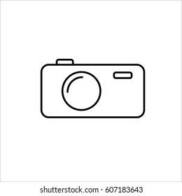 thin line photo camera icon on white background