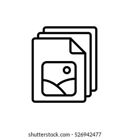 thin line photo file, gallery icon on white background
