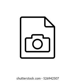thin line photo file, gallery icon on white background