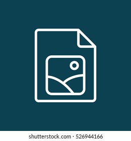 thin line photo file, gallery icon on blue background