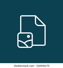 thin line photo file, gallery icon on blue background