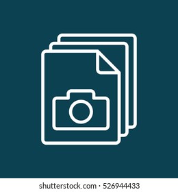 Thin Line Photo File, Gallery Icon On Blue Background