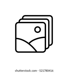 thin line picture, photo gallery, icon on white background