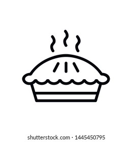 Thin line pie icon. Vector illustration isolated on a white background. Simple outline pictogram of pie.