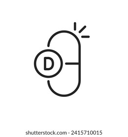 Dünnschichtpilzsymbol wie Vitamin-D-Zusatz. Trend-moderne grafische einfache Linie Art Logotype Design Web-Element einzeln auf Weiß. Konzept einer leichten und nützlichen Ergänzung der Ernährung von Kindern und Erwachsenen
