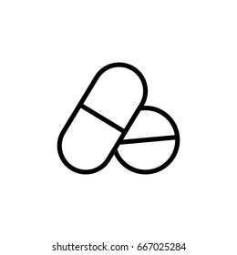 thin line pill and tablet icon on white background