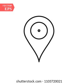 thin line pin drop icon. outline geolocation sign or symbol. location map pointer. isolated on white background. vector illustration eps 10
